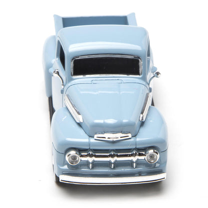 Light blue model truck on a white background