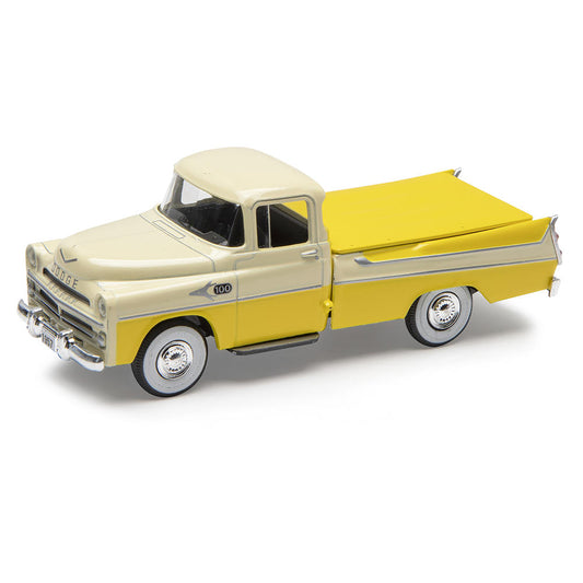Model of a yellow and beige truck on a white background
