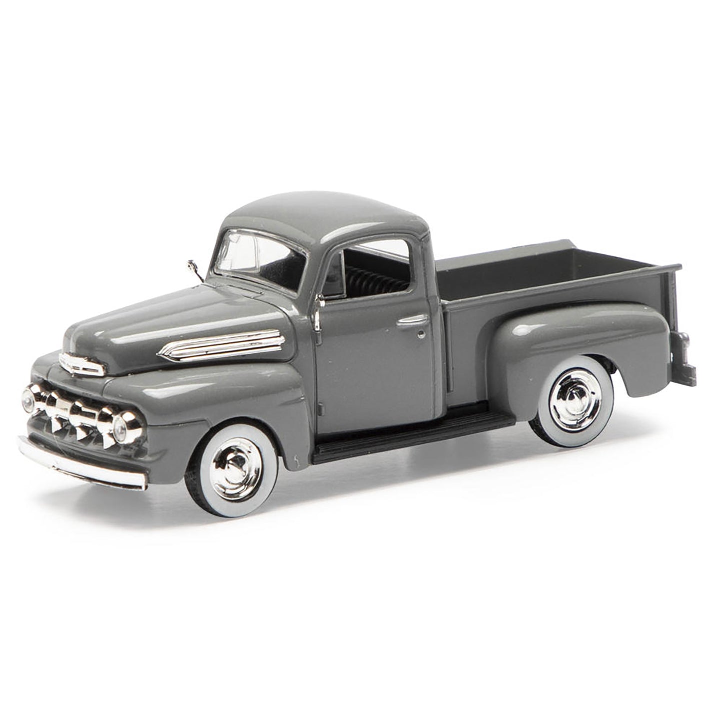 Model of a vintage gray pickup truck on a white background