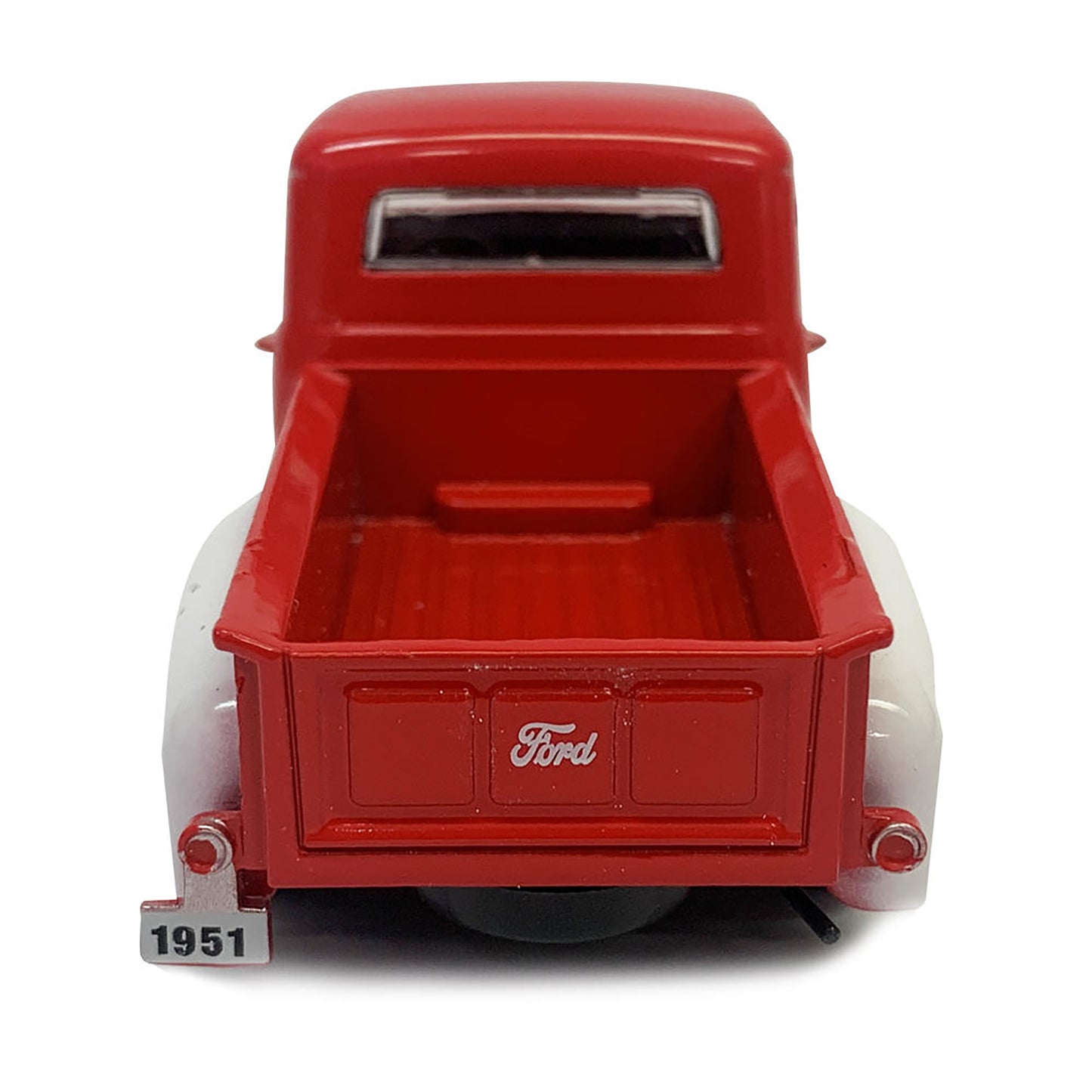 Red model truck with 'Ford' logo on a white background