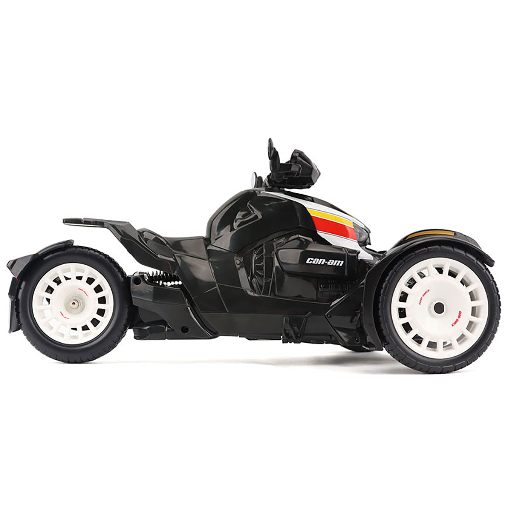 Remote Controlled Model of a Can-Am Ryker Rally 3-Wheel Motorcycle on a White Background