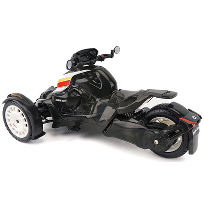 Remote Controlled Model of a Can-Am Ryker Rally 3-Wheel Motorcycle on a White Background