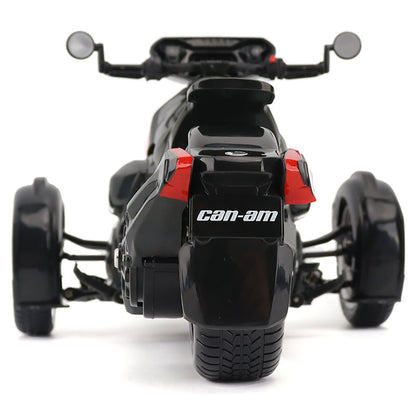 Remote Controlled Model of a Can-Am Ryker Rally 3-Wheel Motorcycle on a White Background