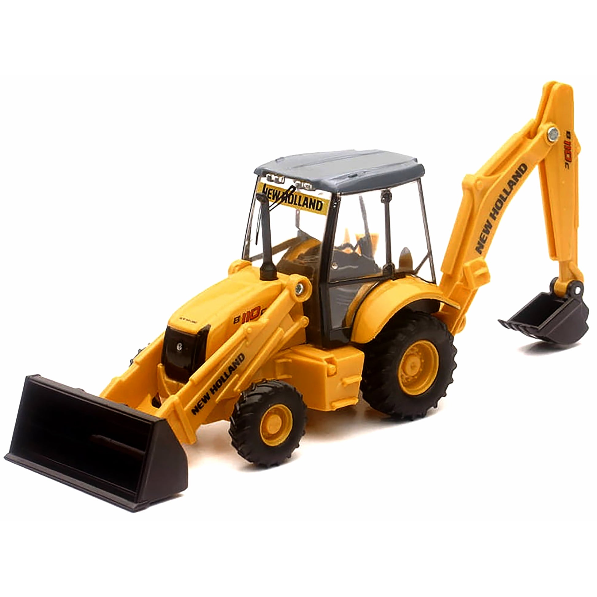 Model of a New Holland B110C Backhoe Loader on a White Background