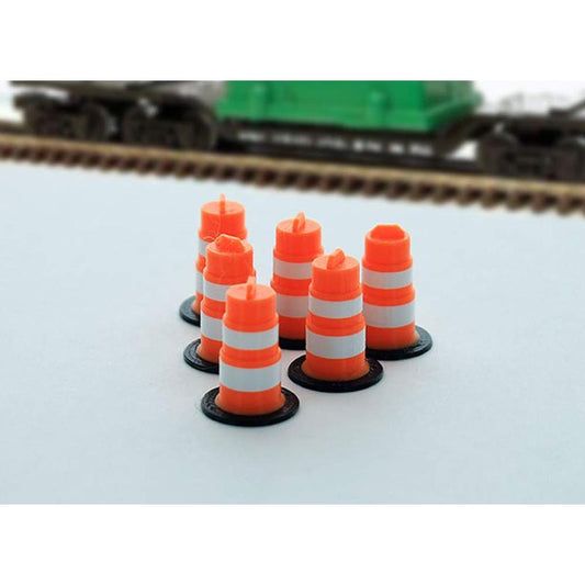 Traffic Barrels - 6-Pack - Orange/White