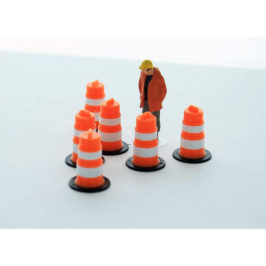 Traffic Barrels - 6-Pack - Orange/White