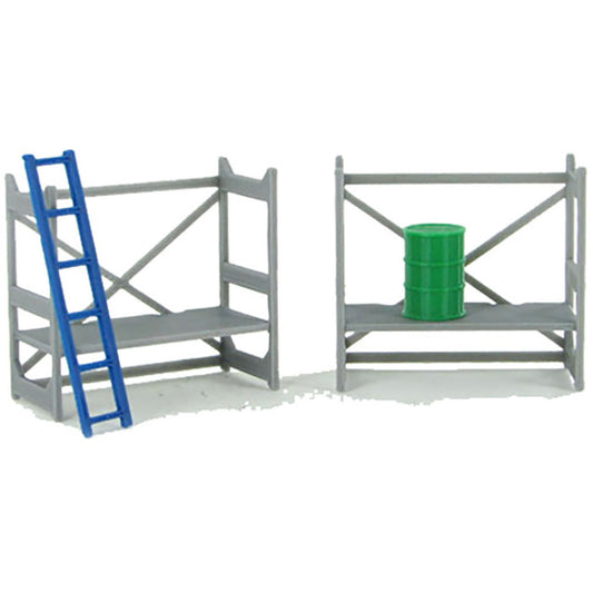 Scaffolding Set w/Barrel & Ladder - Gray