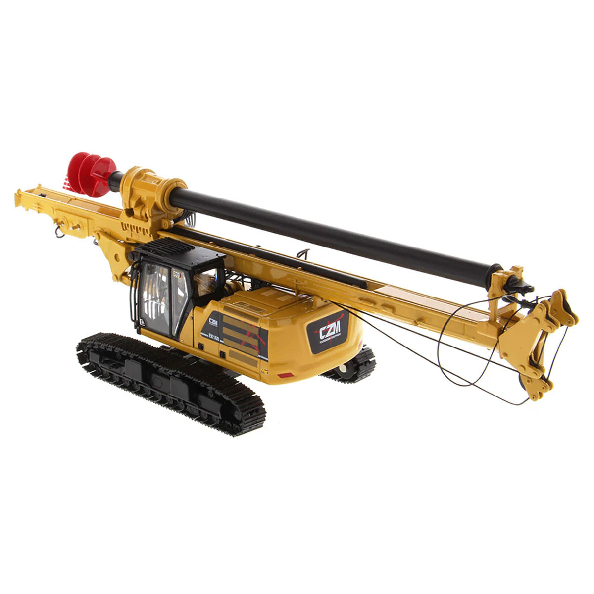 Model of a Caterpillar 330 Next Gen Carrier with CZM EK160 Cylinder Crowd Drilling Rig on a White Background