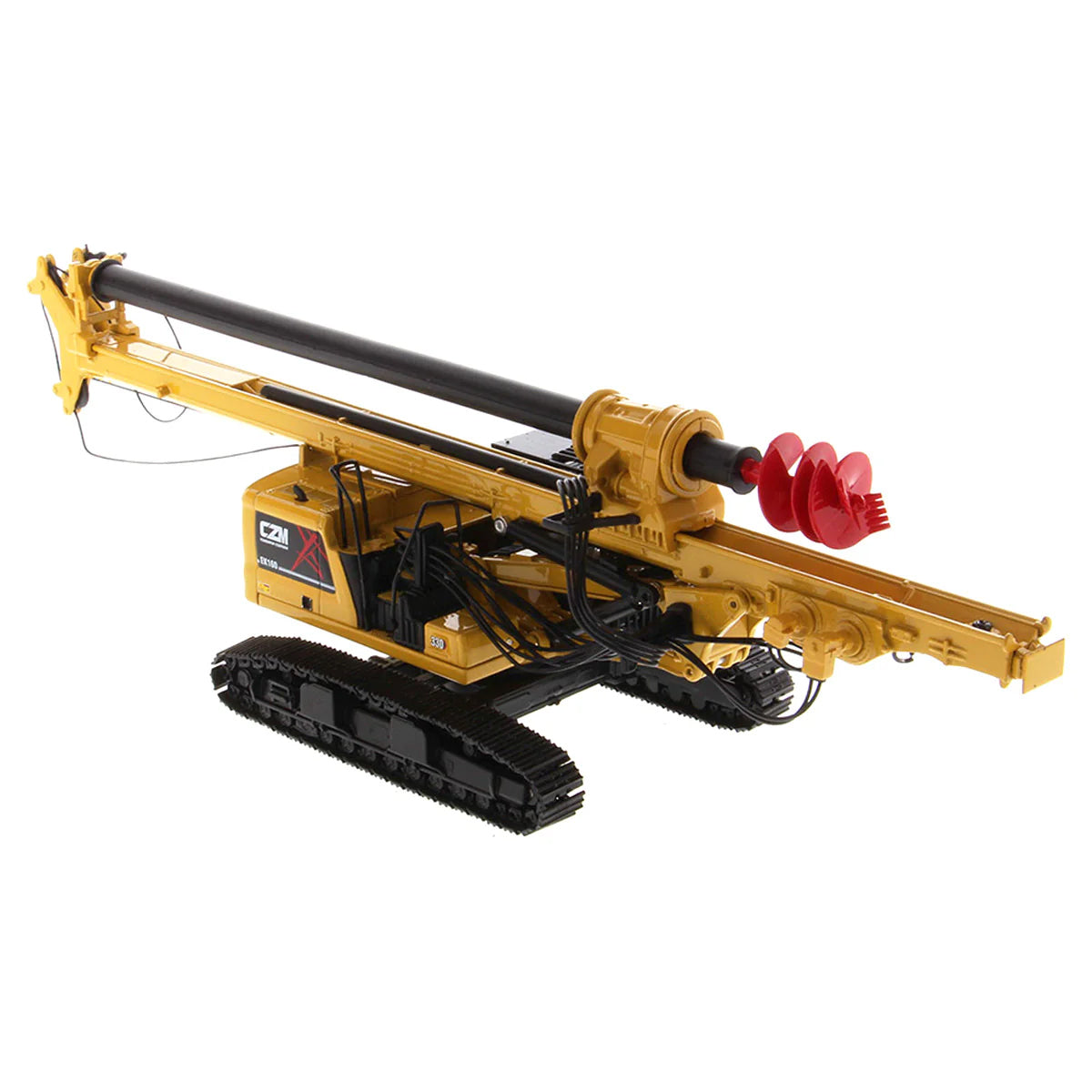 Model of a Caterpillar 330 Next Gen Carrier with CZM EK160 Cylinder Crowd Drilling Rig on a White Background