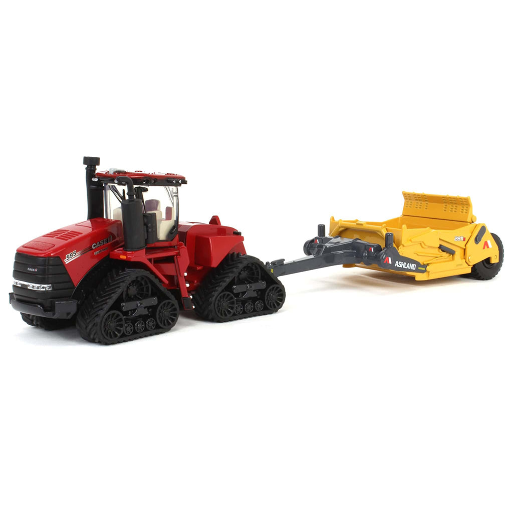 Case IH Steiger 595 Quadtrac Articulating 4WD Tractor w/Ashland 2811E Scraper on a white background