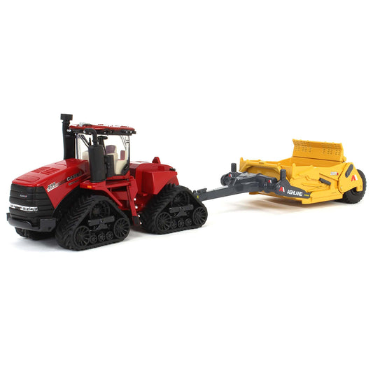 Case IH Steiger 595 Quadtrac Articulating 4WD Tractor w/Ashland 2811E Scraper on a white background