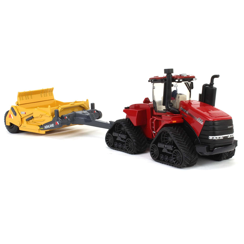 Case IH Steiger 595 Quadtrac Articulating 4WD Tractor w/Ashland 2811E Scraper on a white background