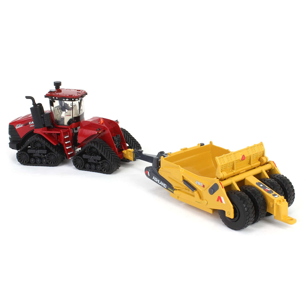 Case IH Steiger 595 Quadtrac Articulating 4WD Tractor w/Ashland 2811E Scraper on a white background