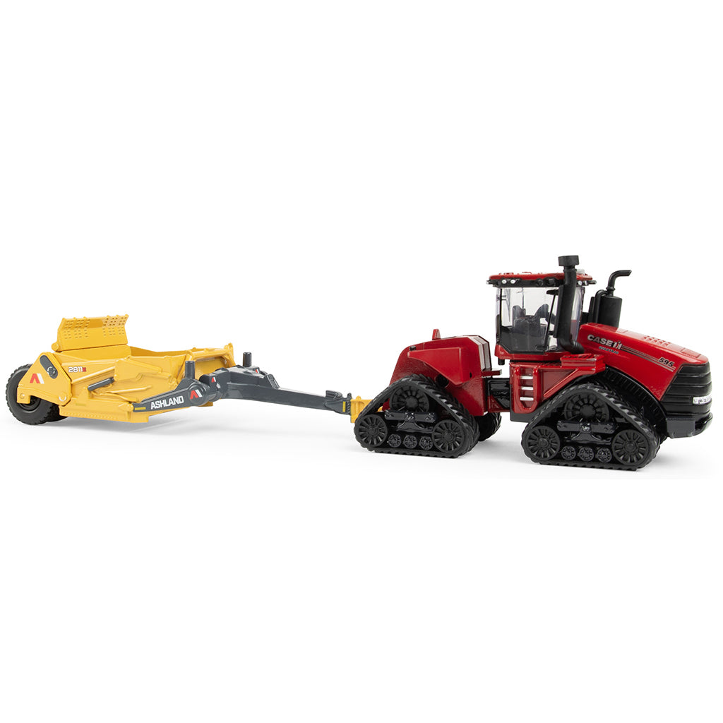 Case IH Steiger 595 Quadtrac Articulating 4WD Tractor w/Ashland 2811E Scraper on a white background