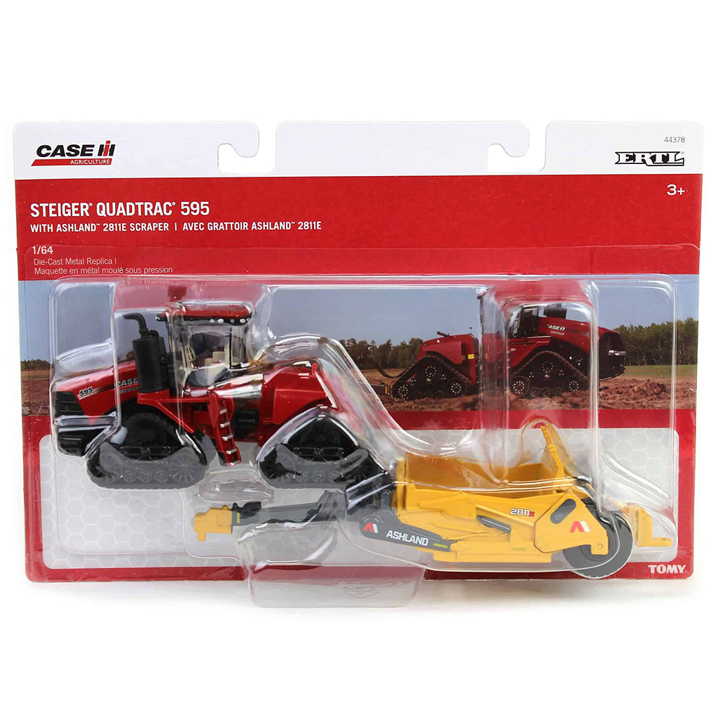 Case IH Steiger 595 Quadtrac Articulating 4WD Tractor w/Ashland 2811E Scraper in packaging on a white background 