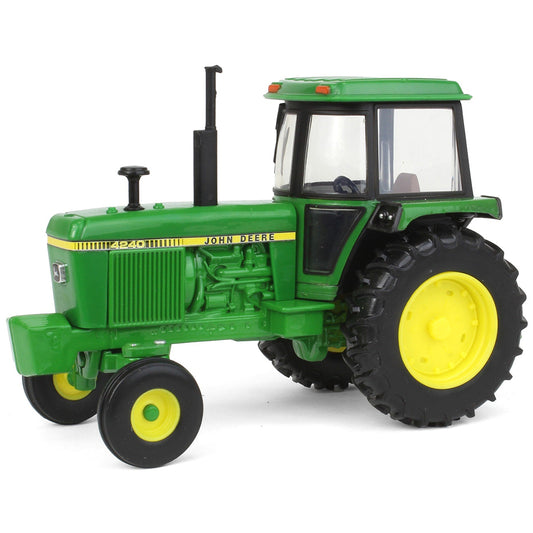 Model of a green John Deere 4240 tractor on a white background