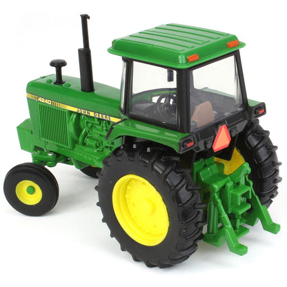 Model of a green John Deere 4240 tractor on a white background