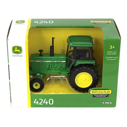 Model of a green John Deere 4240 tractor on a white background