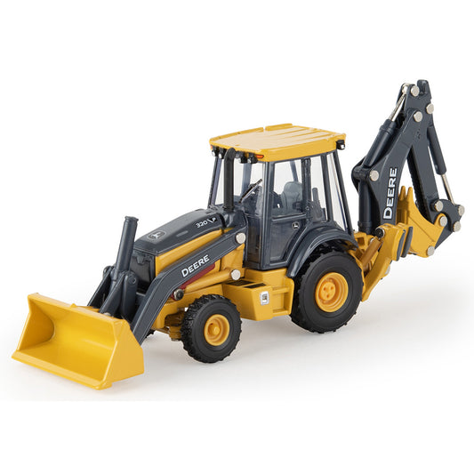 John Deere 320 P-Tier Backhoe Loader on a white background