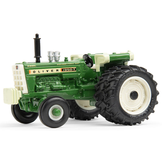 Model of a green Oliver tractor on a white background