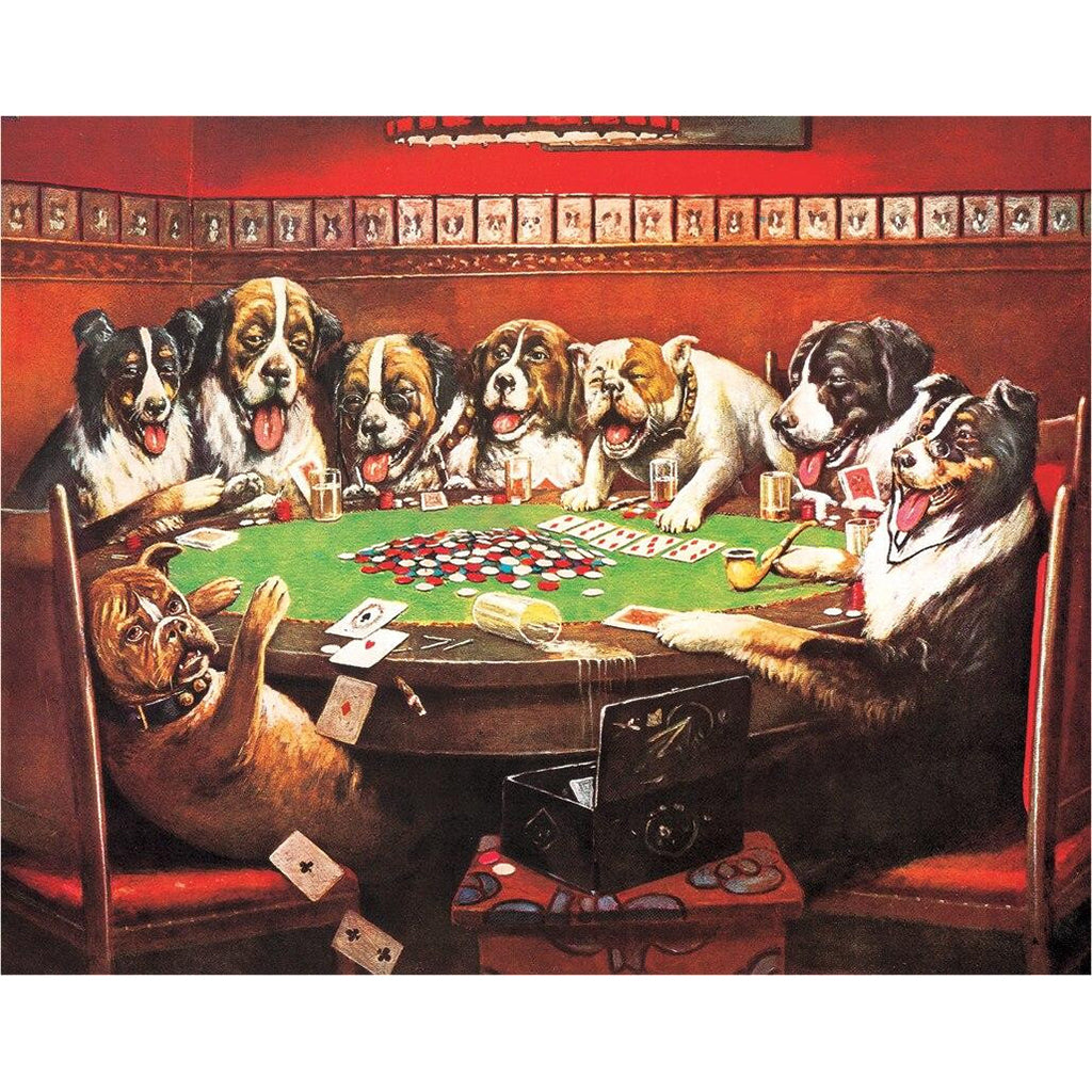 Painting of 8 drunken dogs playing poker