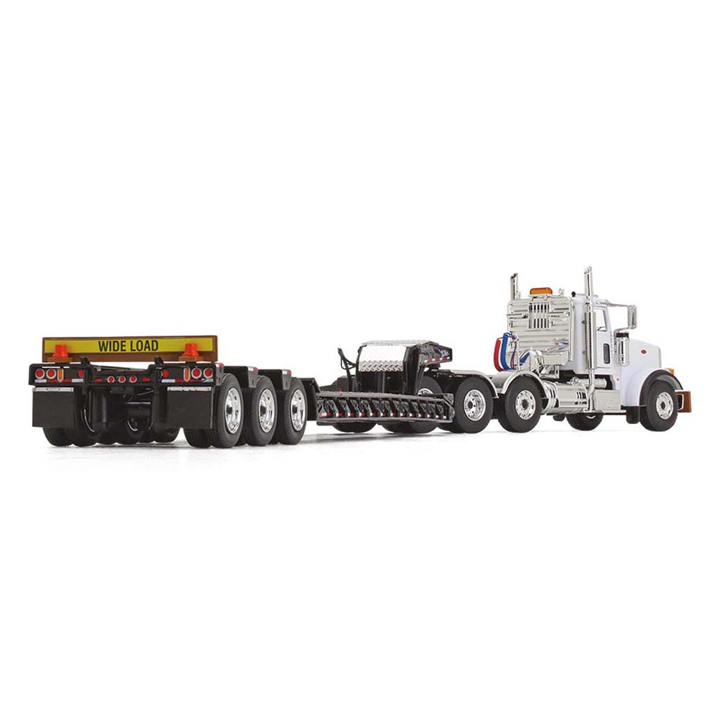 Peterbilt 367 (White) w/Talbert 55SA Tri-Axle Lowboy Trailer (Black) "Komatsu"