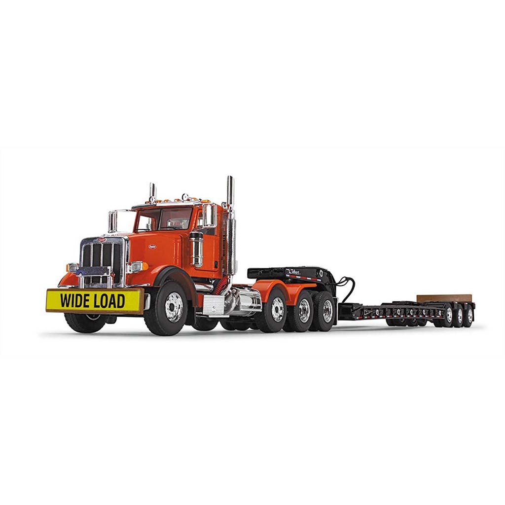 Peterbilt 367 (Orange) w/Talbert 55SA Tri-Axle Lowboy Trailer (Black)