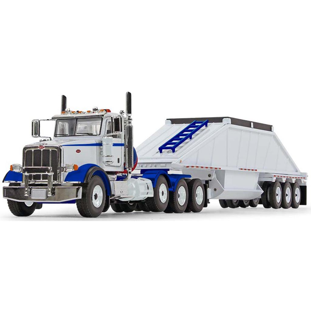 Peterbilt 367 Day Cab with Bottom Dump Trailer (White/Surf Blue)