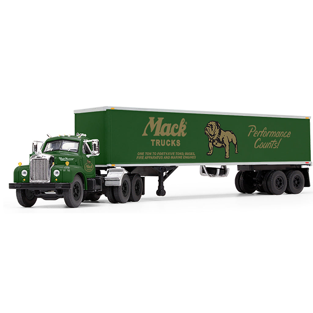 Mack B-61 Day Cab Tractor with 40' Vintage Dry Van Trailer "Mack Truck Performance Counts" (Green)