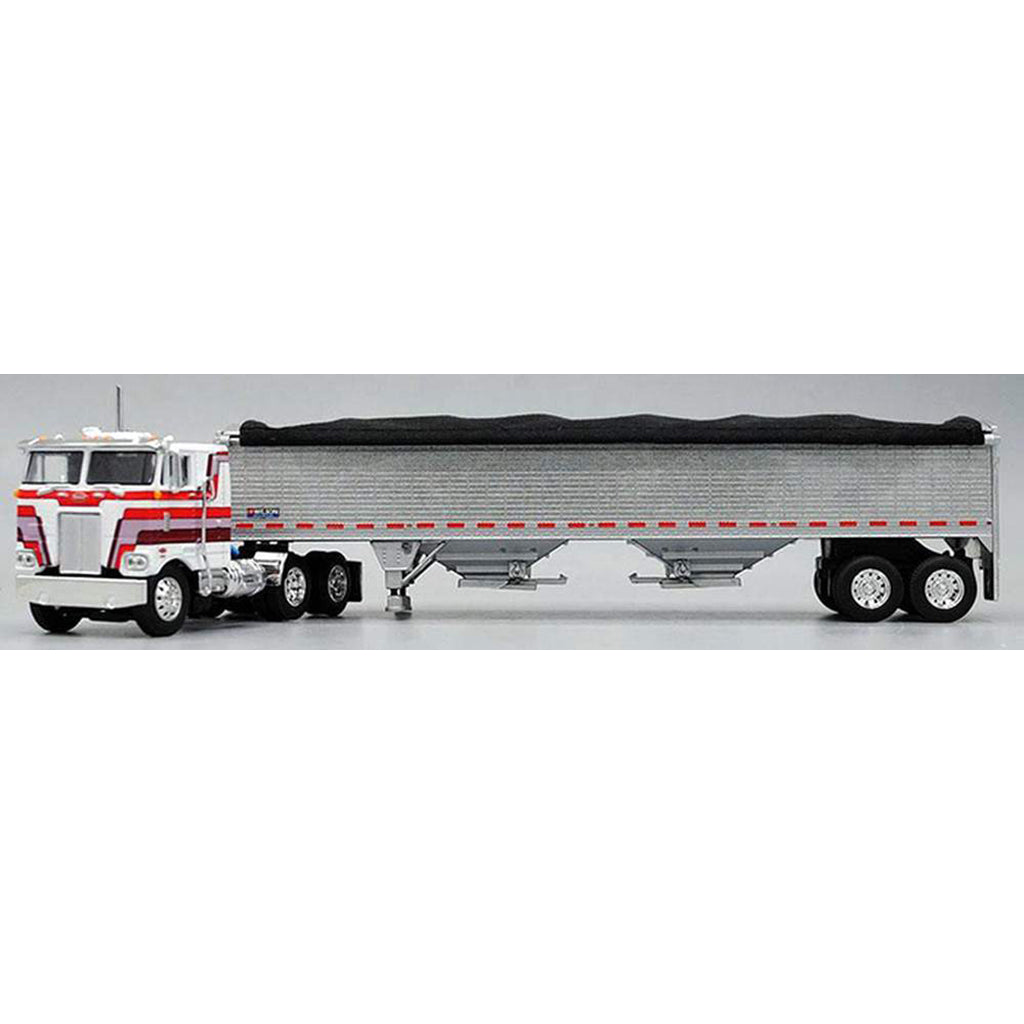 <p>Peterbilt 352 COE with 86" Sleeper and Tandem-Axle Wilson Pacesetter Grain Trailer (White w/Stripes)</p>