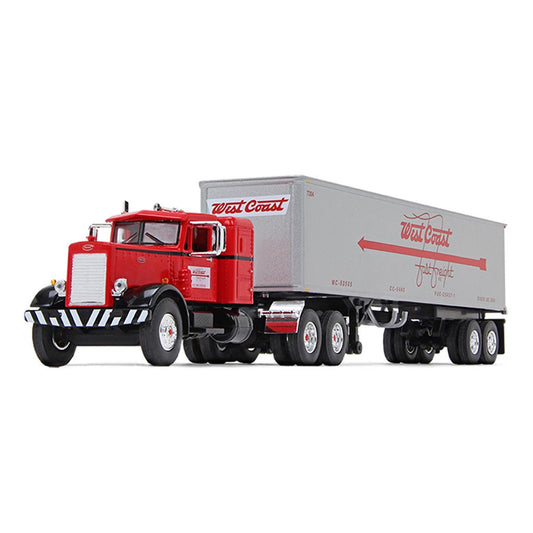 Peterbilt Model 351 36" Sleeper Cab Tractor w/40' Vintage Dry Van Trailer "West Coast Fast Freight" (Red/Gray)