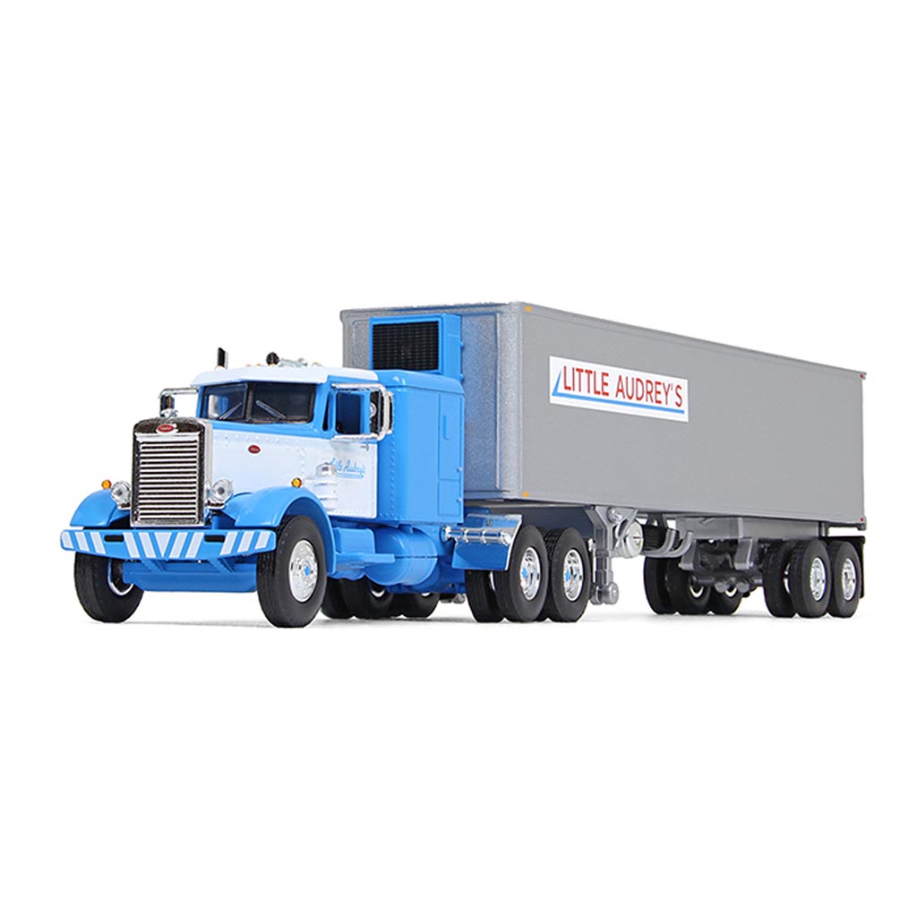 Peterbilt Model 351 36" Sleeper Cab Tractor w/40' Vintage Refrigerated Van Trailer "Little Audrey's" (Blue/White)