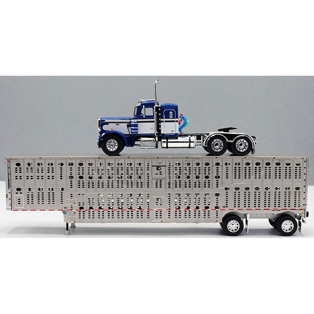 Peterbilt 359 w/53' Wilson Silverstar Spread-Axle Livestock Trailer (Blue/White)