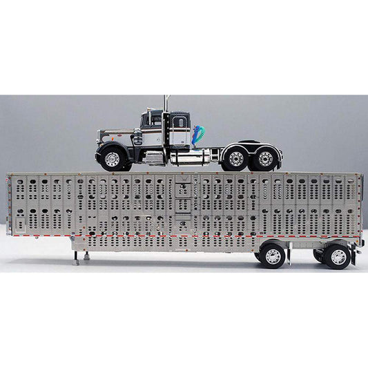 Peterbilt 359 w/53' Wilson Silverstar Spread-Axle Livestock Trailer (Gun Metal Gray/White)