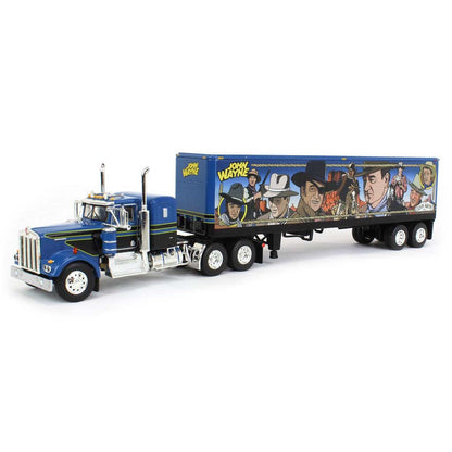 Kenworth W900A 36" Flattop Sleeper with 40' Vintage Dry Van Trailer "John Wayne Comic Edition" (Blue/Black)