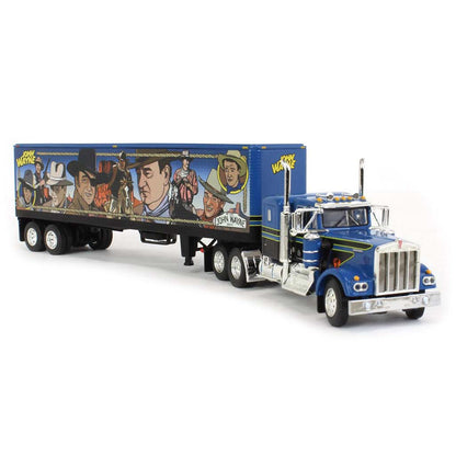 Kenworth W900A 36" Flattop Sleeper with 40' Vintage Dry Van Trailer "John Wayne Comic Edition" (Blue/Black)