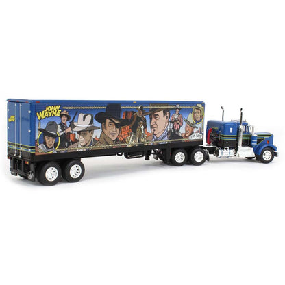 Kenworth W900A 36" Flattop Sleeper with 40' Vintage Dry Van Trailer "John Wayne Comic Edition" (Blue/Black)