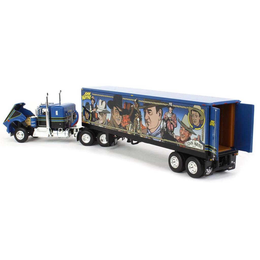 Kenworth W900A 36" Flattop Sleeper with 40' Vintage Dry Van Trailer "John Wayne Comic Edition" (Blue/Black)