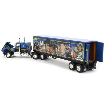 Kenworth W900A 36" Flattop Sleeper with 40' Vintage Dry Van Trailer "John Wayne Comic Edition" (Blue/Black)