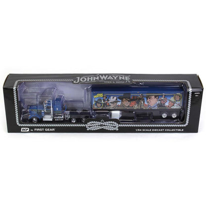 Kenworth W900A 36" Flattop Sleeper with 40' Vintage Dry Van Trailer "John Wayne Comic Edition" (Blue/Black)