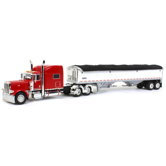 Peterbilt 389 w/45' Wilson Pacesetter Grain Trailer (Red/White w/Black Tarp)