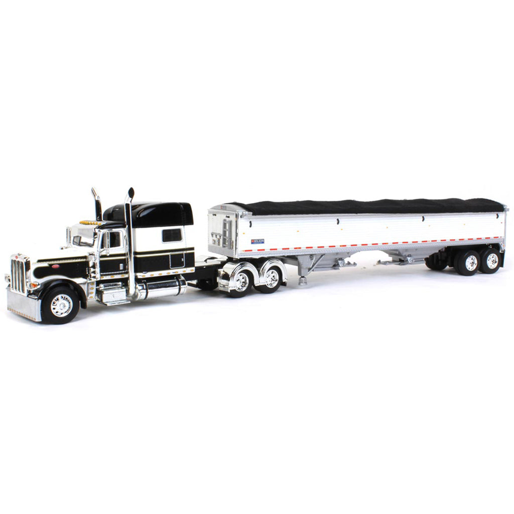 Peterbilt 389 w/45' Wilson Pacesetter Grain Trailer (White/Black w/Black Tarp)