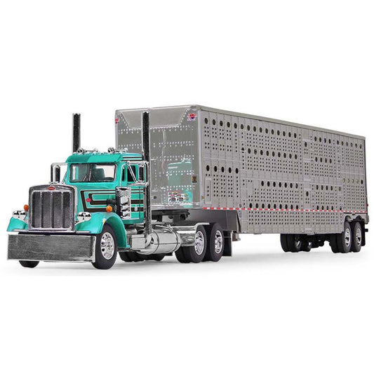 Peterbilt 359 Day Cab w/53' Wilson Silverstar Livestock Trailer (Teal with Black Stripes)