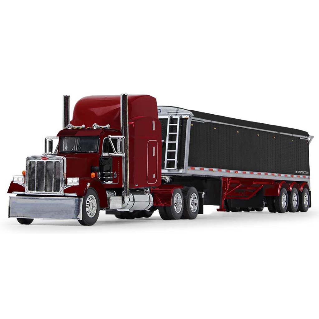 Peterbilt 359 w/Lode King Distinction Tri-Axle Hopper Grain Trailer (Spectra Red)