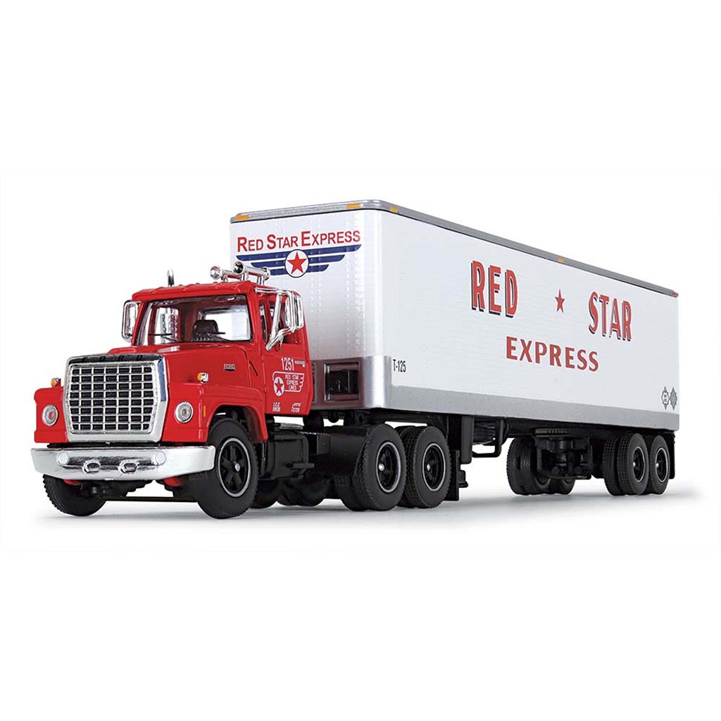 Ford LT 9000 with 40' Vintage Dry Van Trailer "Red Star Express" (Red/White)