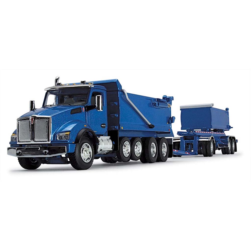 Kenworth T880 Dump Truck w/Rogue Transfer Dump Trailer (Surf Blue)