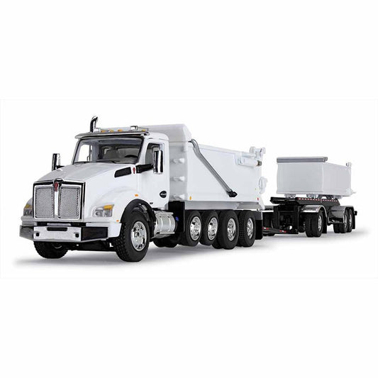 Kenworth T880 with Rogue Bed Dump Truck & Rogue Transfer Dump Trailer (White)