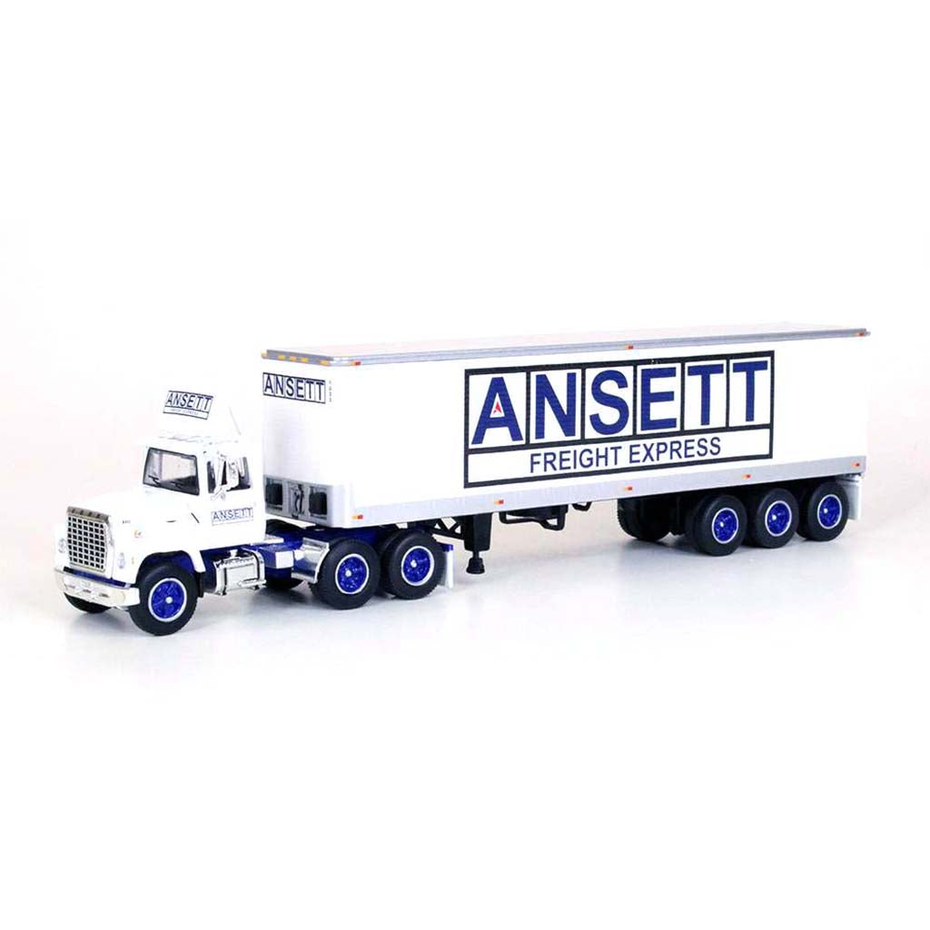 Ford LN 9000 Day Cab with 40' Tri-Axle Vintage Dry Van Trailer "Ansett Freight Express" (White)