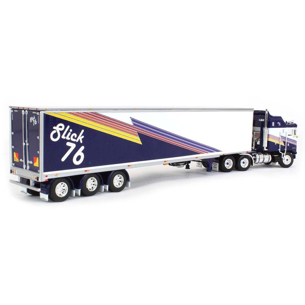 Kenworth K100 Aerodyne COE with 53' Tri-Axle Reefer Van Trailer "Slick 76" (White/Blue/Red/Yellow)