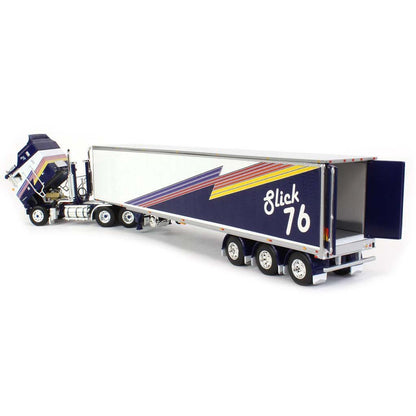 Kenworth K100 Aerodyne COE with 53' Tri-Axle Reefer Van Trailer "Slick 76" (White/Blue/Red/Yellow)